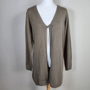 Ikebana Cardigan Womens Large  Knit Luxury Capsule Wardrobe Office Hipster Brown